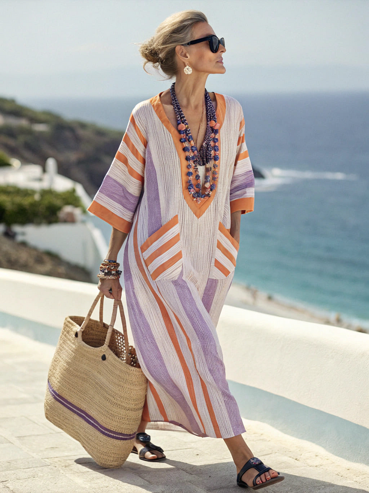 Women's Linen Solid Color Loose Dress