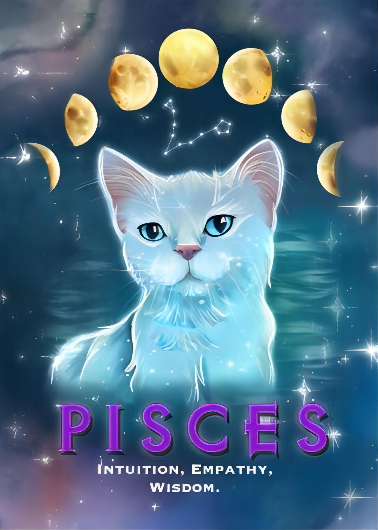 Cosmic Pisces Zodiac Cat 40*50CM(Canvas) Full Round Drill Diamond Painting gbfke