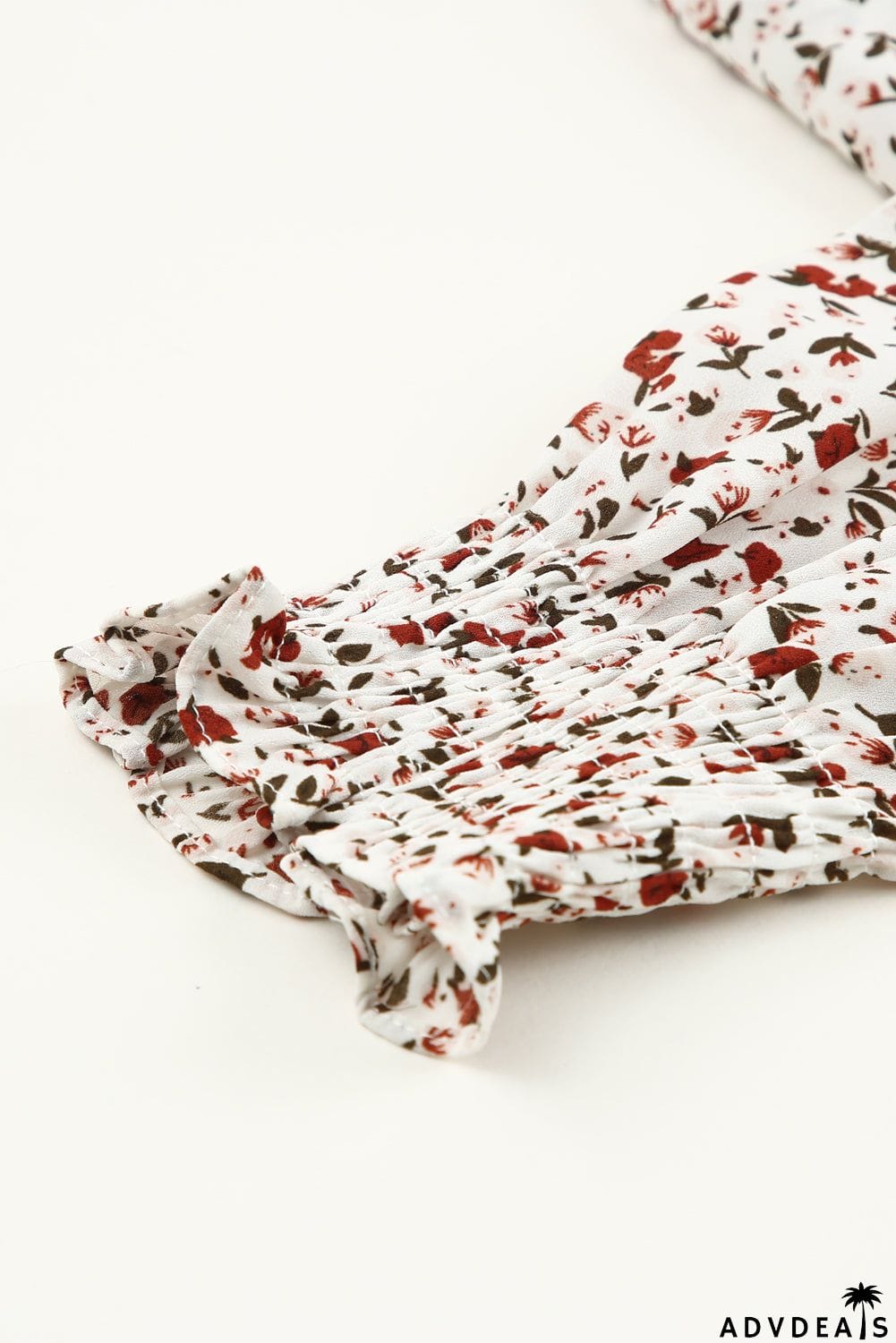 Floral Print Front Tie Ruffled Long Sleeve Blouse