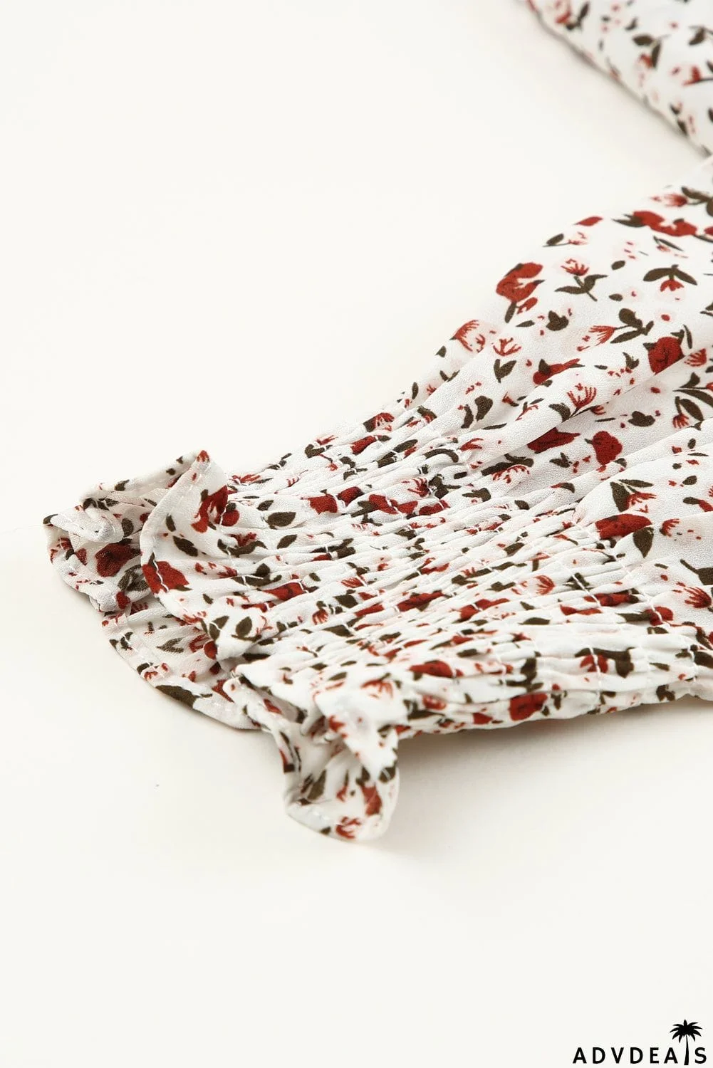 Floral Print Front Tie Ruffled Long Sleeve Blouse