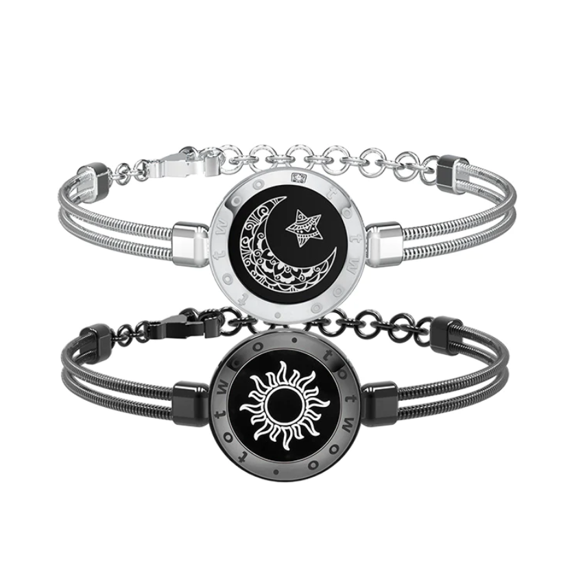 Long Distance Smart Vibration Bracelets with Snake Chain (Sun&moon )