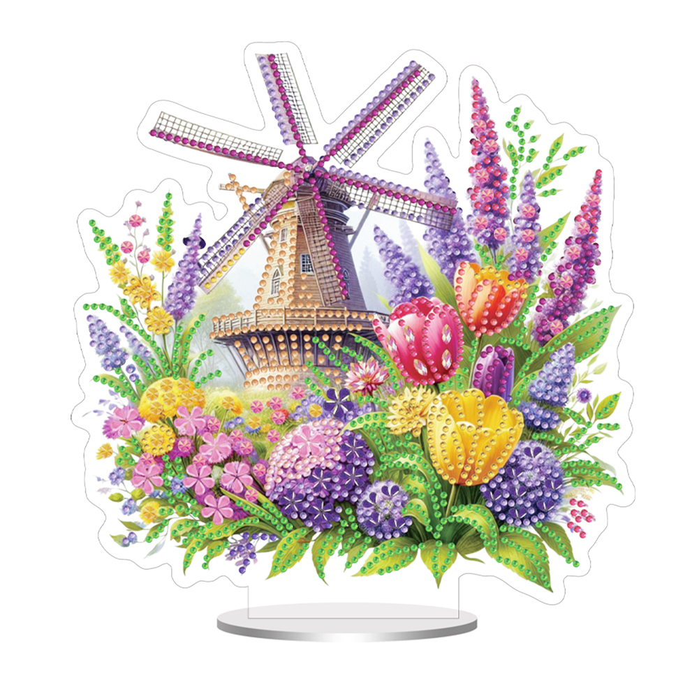 Acrylic Special Shaped Windmill 5D DIY Table Top Diamond Painting Ornament Kits