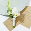 10PCS White Wedding Catering Bridal Groom Guests Corsage Boutonniere Wrist Artificial Flower Bouquets