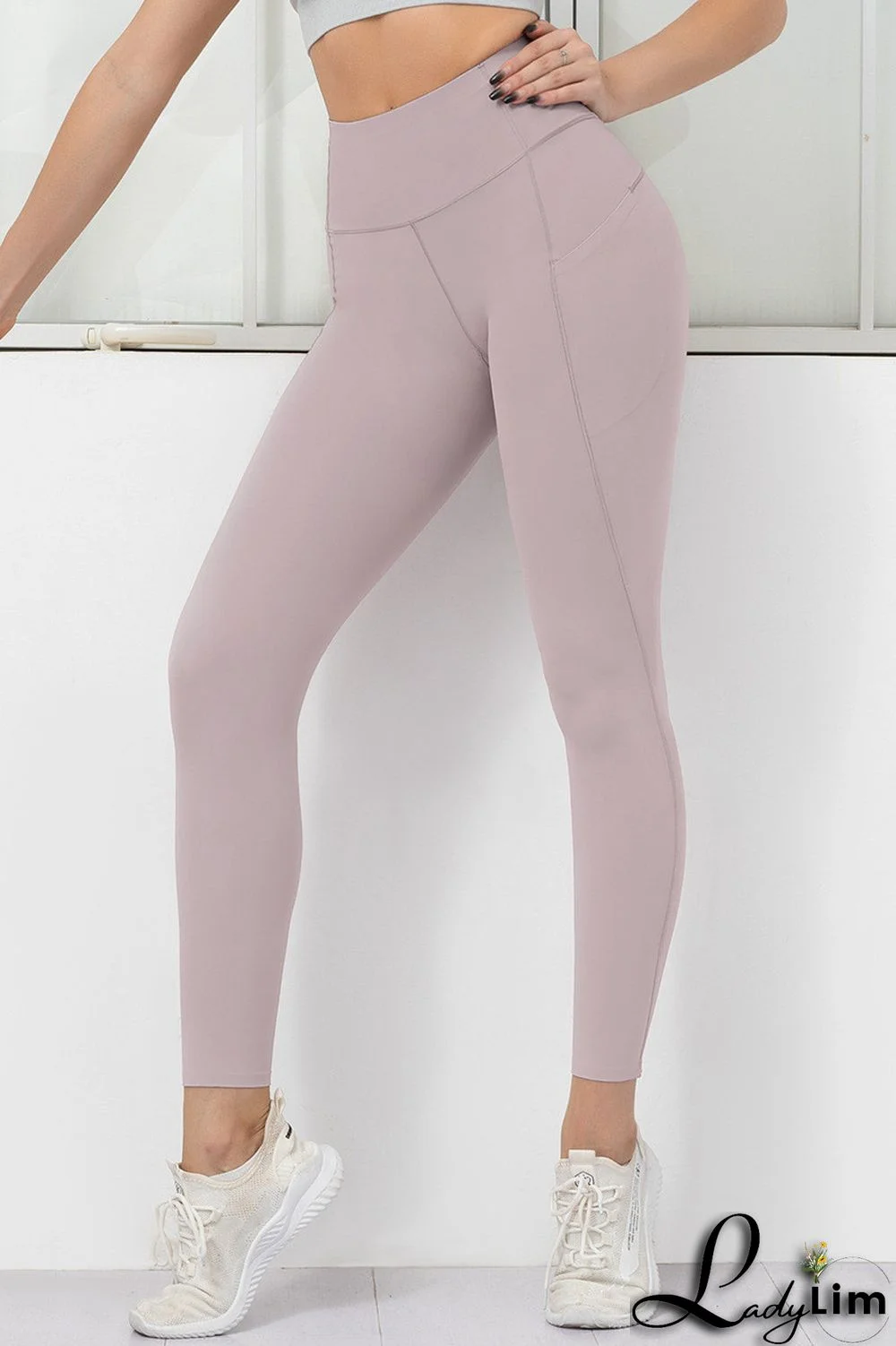 Orange Pink Casual Sportswear Solid Basic Skinny High Waist Trousers