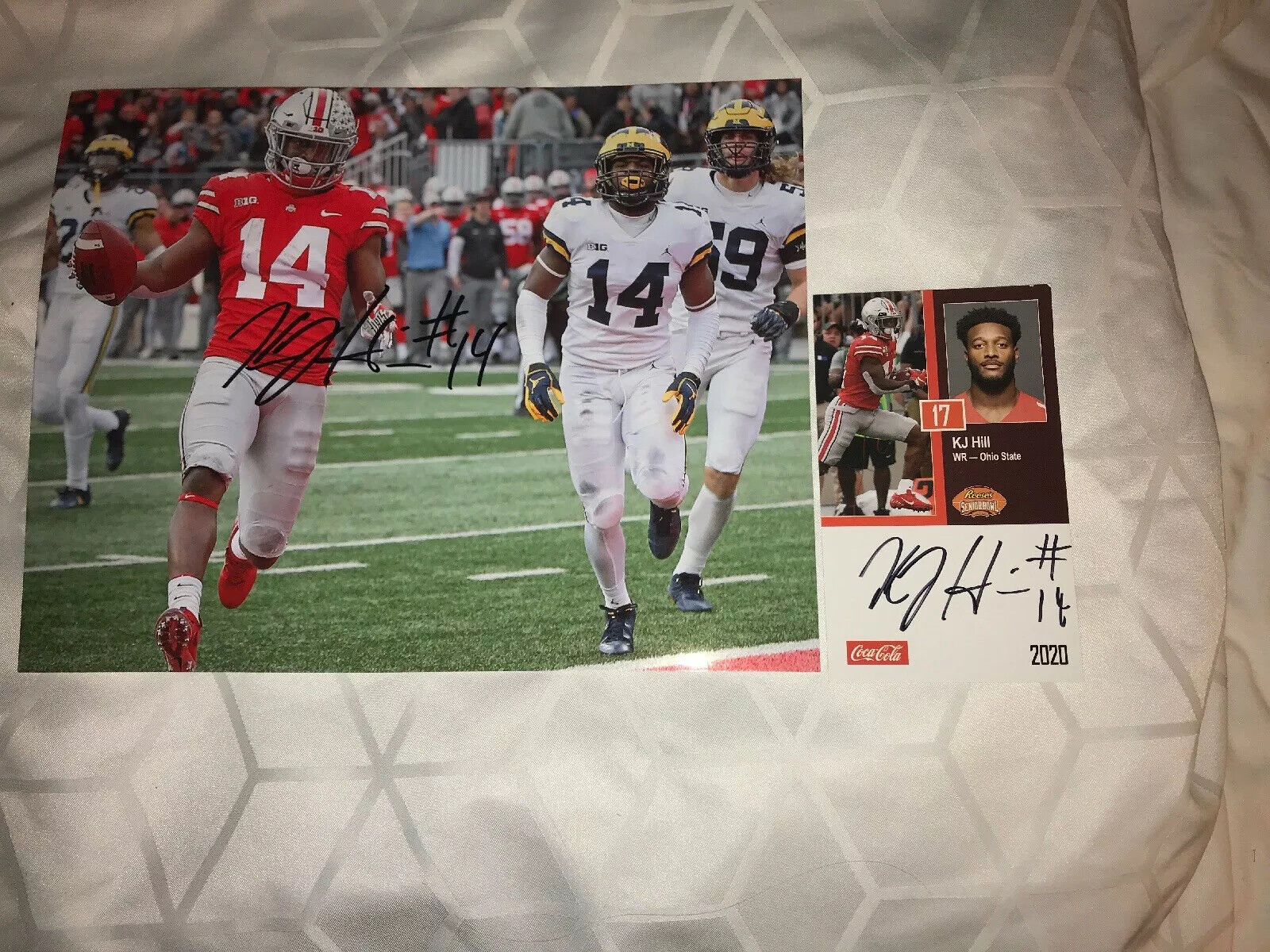 KJ Hill Ohio State Buckeyes signed autographed 8x10 football Photo Poster painting & CARD K.J.