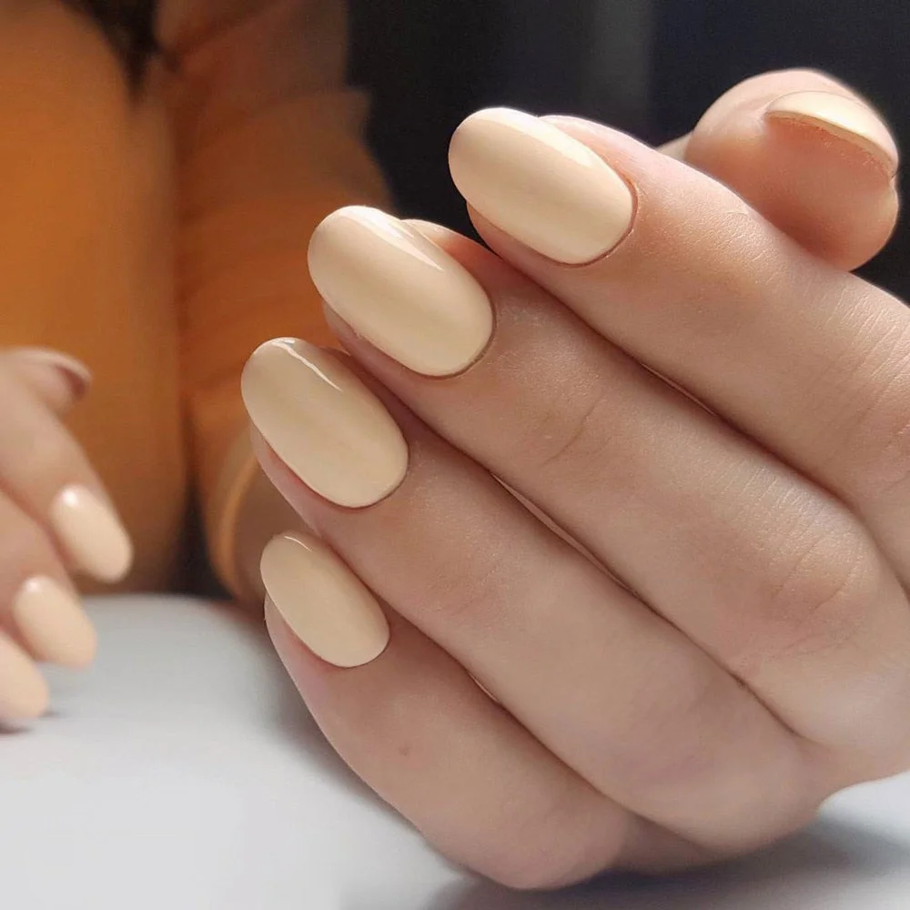 24Pcs Shiny Nude Oval Fake Nails For Children Natural Artificial Press On False Nails DIY Finger Tip Manicure Tools-Nail Inspo