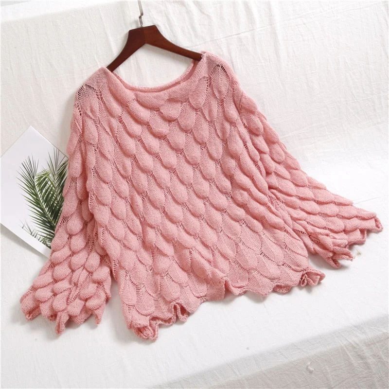 Hirsionsan Elegant Sweater Women 2019 Casual Fashion Loose Women Sweaters and Pullovers Cute 3D Pink White Jumper Sueter Mujer