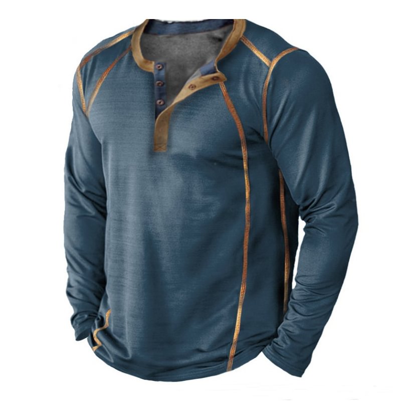Men's Causal Sporty Colorblock Long Sleeve T-shirt