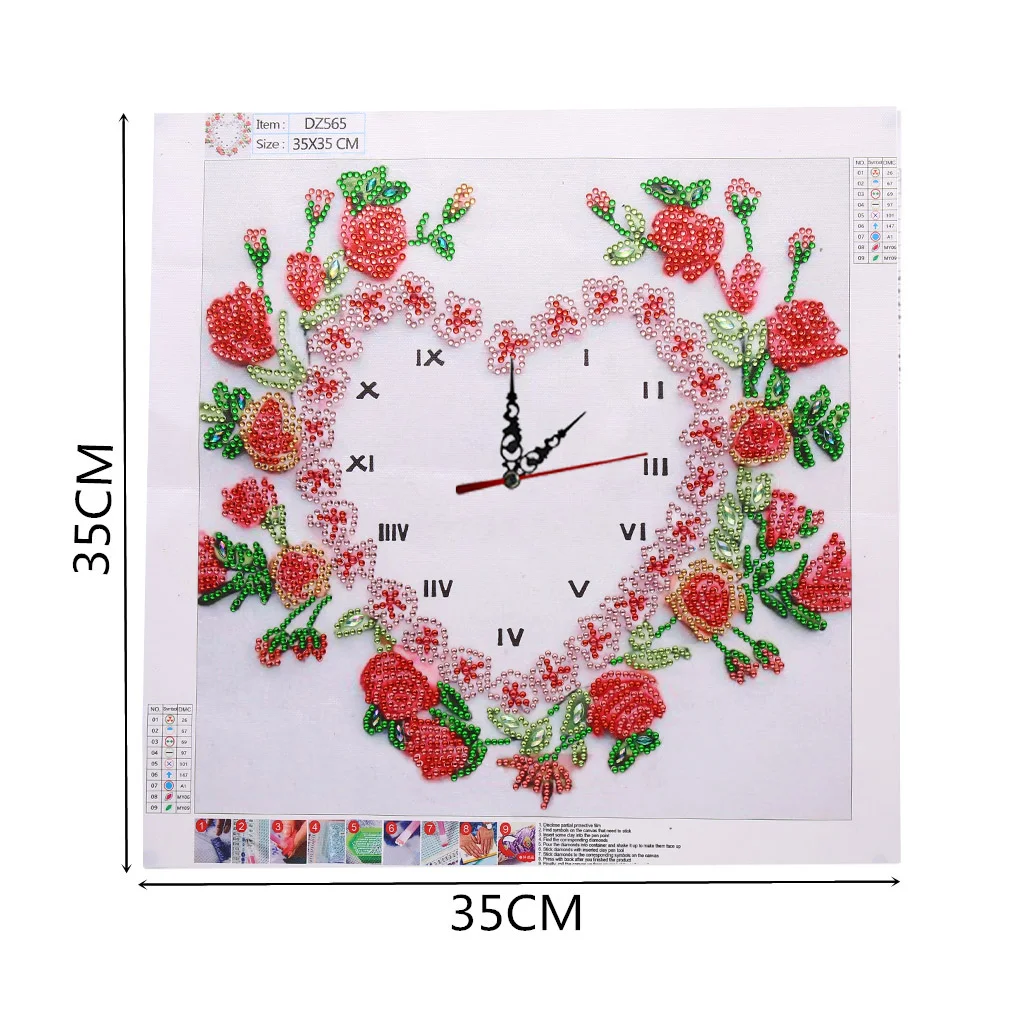 DIY Rhinestone Rose Clock Part Special Shaped Diamond Painting Kit(35*35cm)