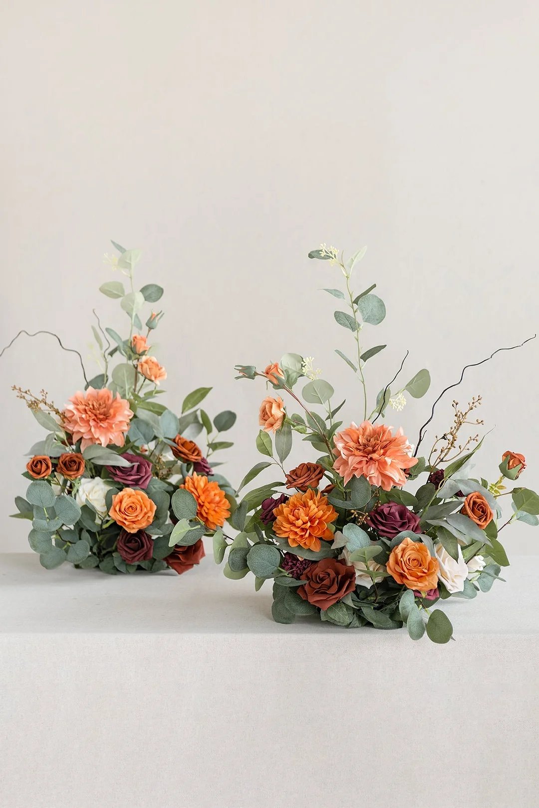 Free-Standing Flower Arrangements in Sunset Terracotta