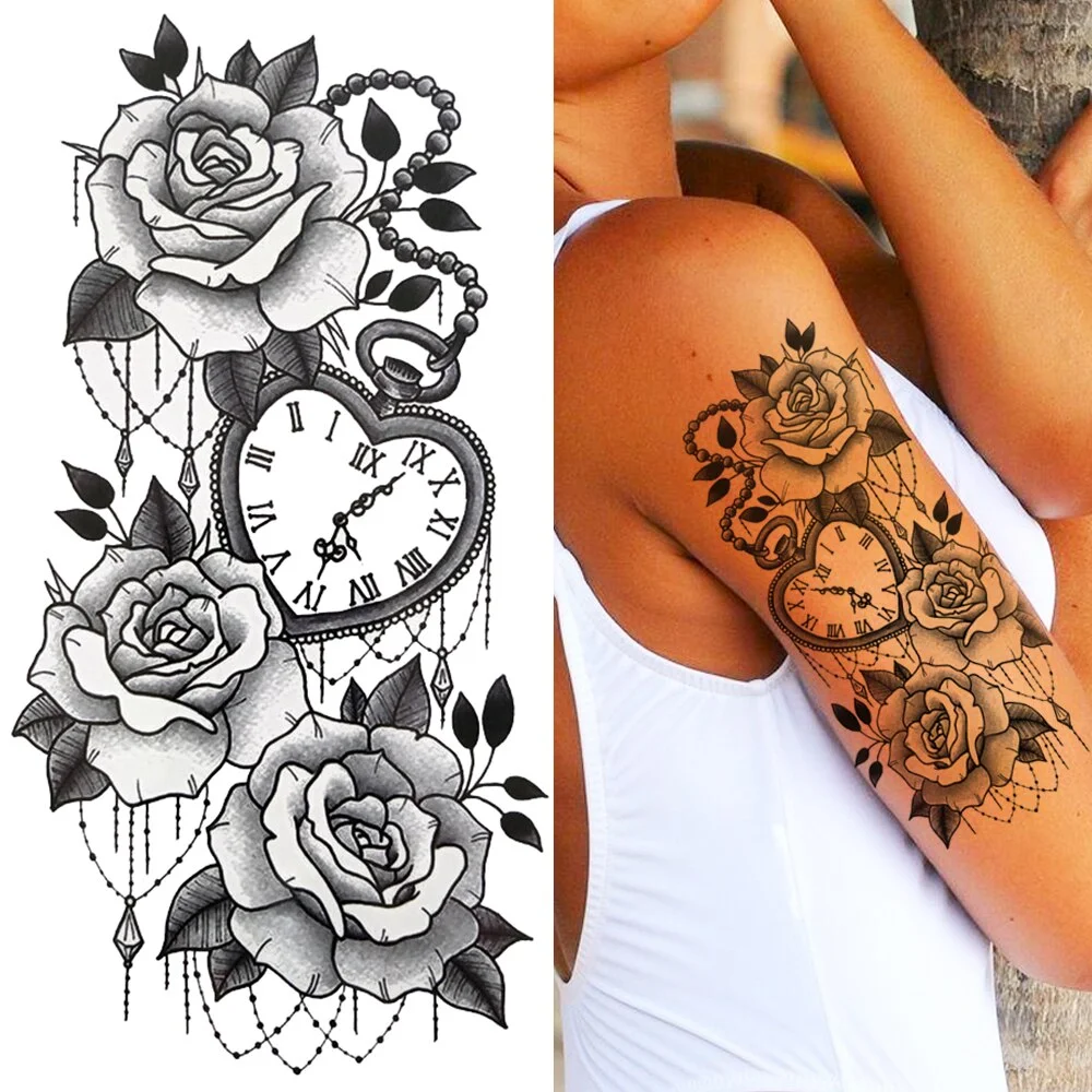 Sdrawing Tiger Diamond Temporary Tattoos For Women Men Cross Lion Skull Tattoo Sticker Black Wolf Fake Forest Animal Tatoo Forearm