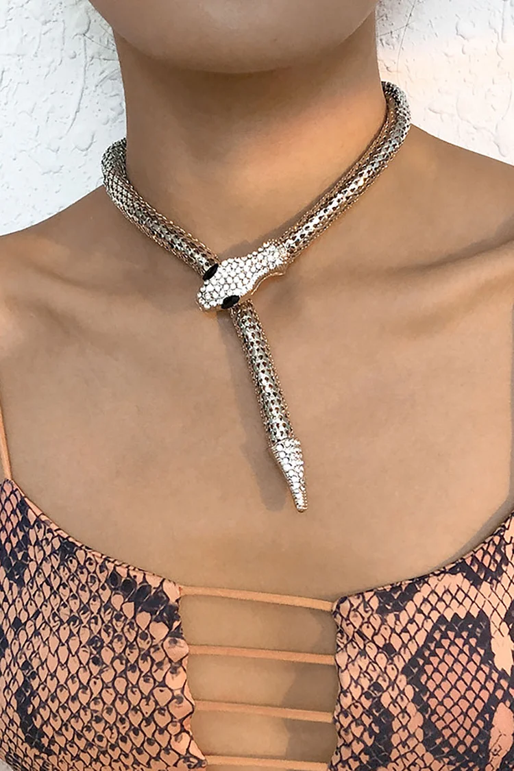 Fashion Rhinestone Snake Alloy Necklace