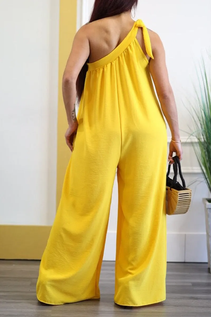 Casual Street Solid Frenulum Buckle U Neck Jumpsuits main image 0