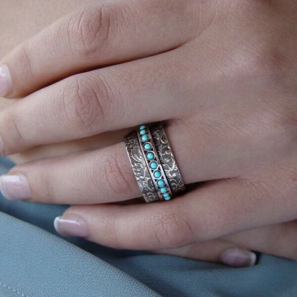 925 Vintage Turquoise Spinner Ring