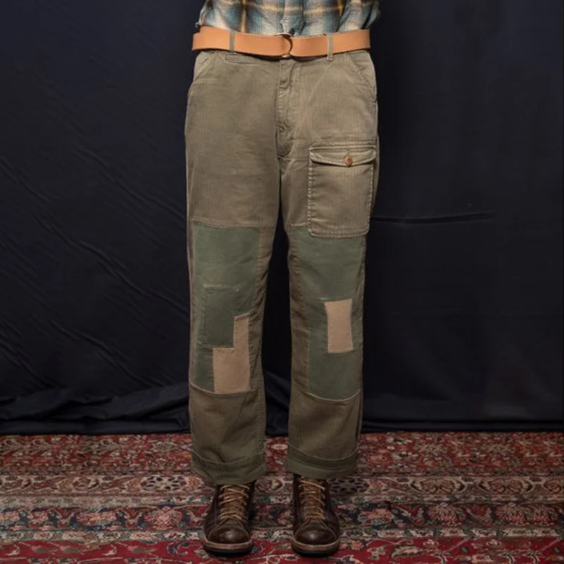 Vintage Army Green Loose Straight Pants