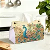 Diamond Art Painting Tissue Box Cover Wear Resist Decorative Paper Napkin Dispenser Multifunction Rhinestone PU Tissue Holder Kit for Adults Home Office Gift (Blue Peacock Floral)
