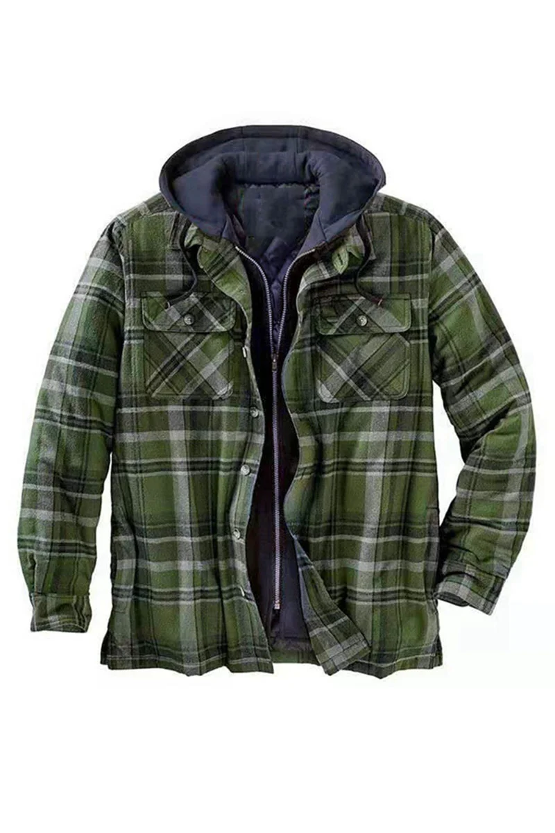 Men's Long Sleeve Plaid Printed Knitted Cardigan