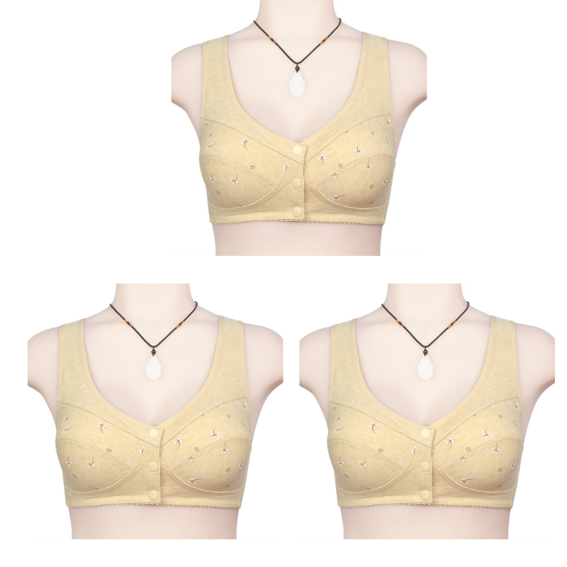  thdmladies 3 Packs Design for Senior Front Closure Cotton Bra thedmladies