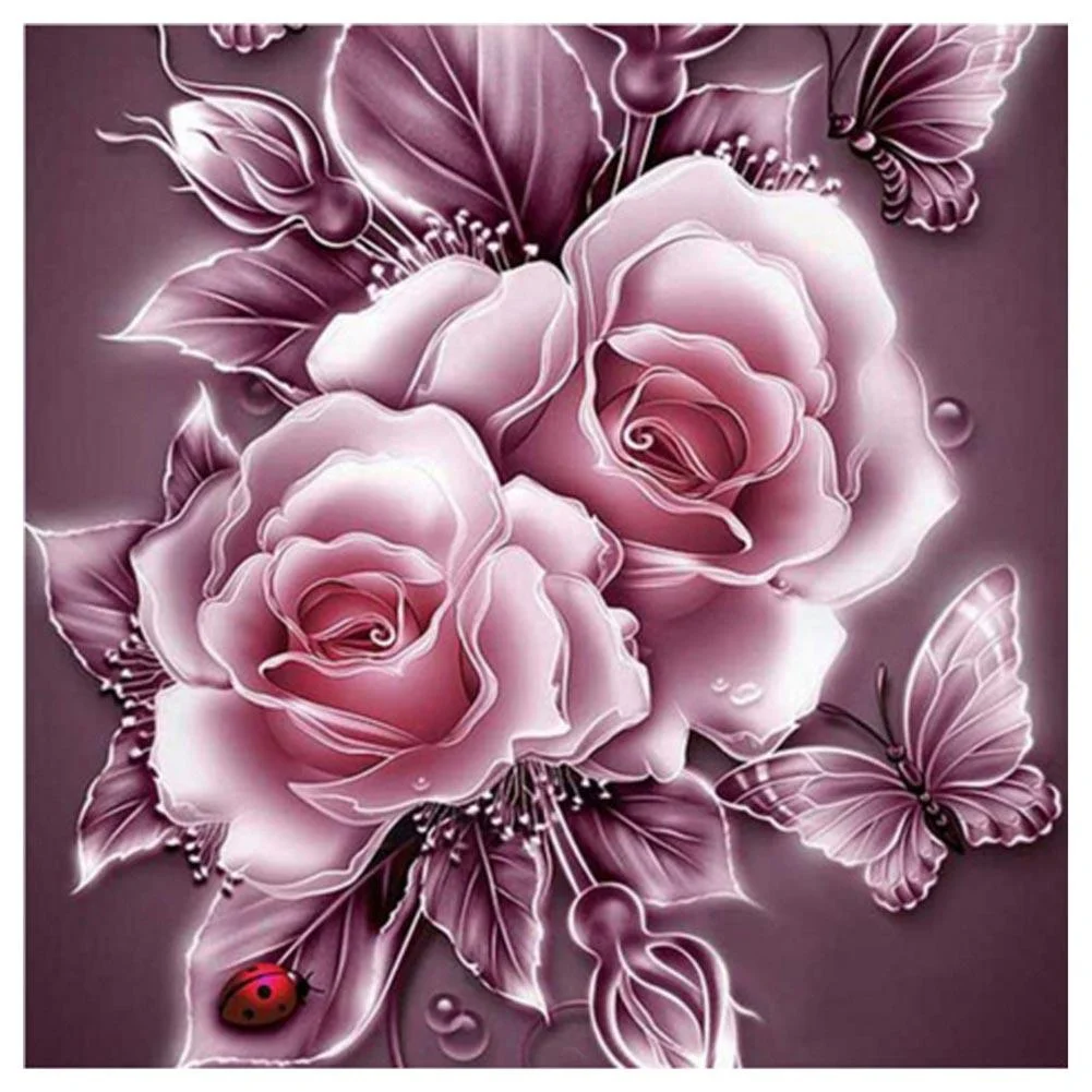 Diamond Painting - Partial Round Drill - Pink Rose(30*30cm)