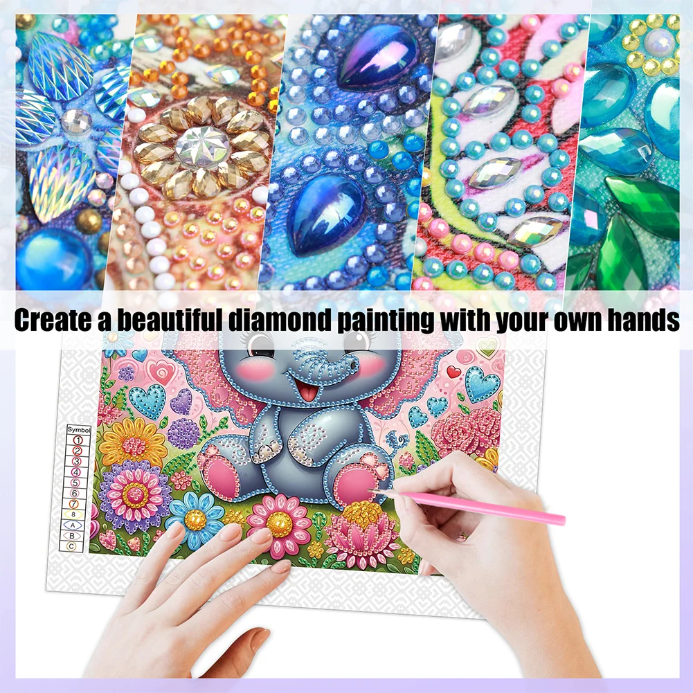 Diamond Painting - Partial Special Shaped Drill - Flower Cute Elephant(Canvas|30*30cm)