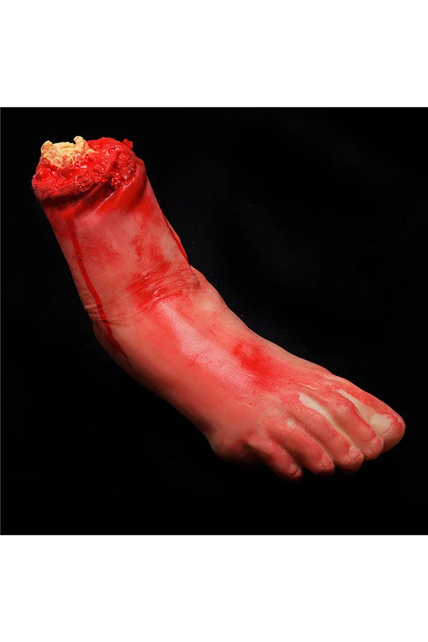 Practical Joke Horror Fake Bloody Cut Foot For Halloween Decor Dark Red-elleschic