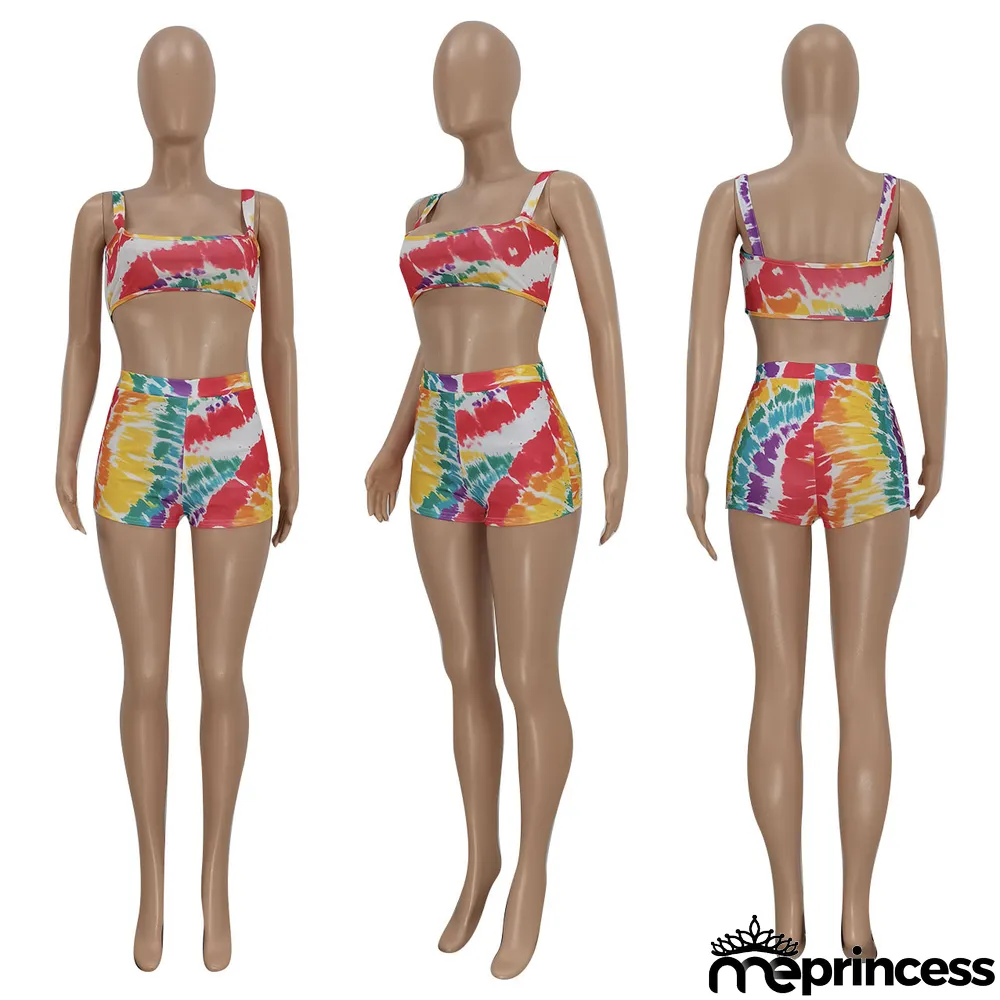 Sexy Printed Cami Top And Shorts 2 Piece Sets