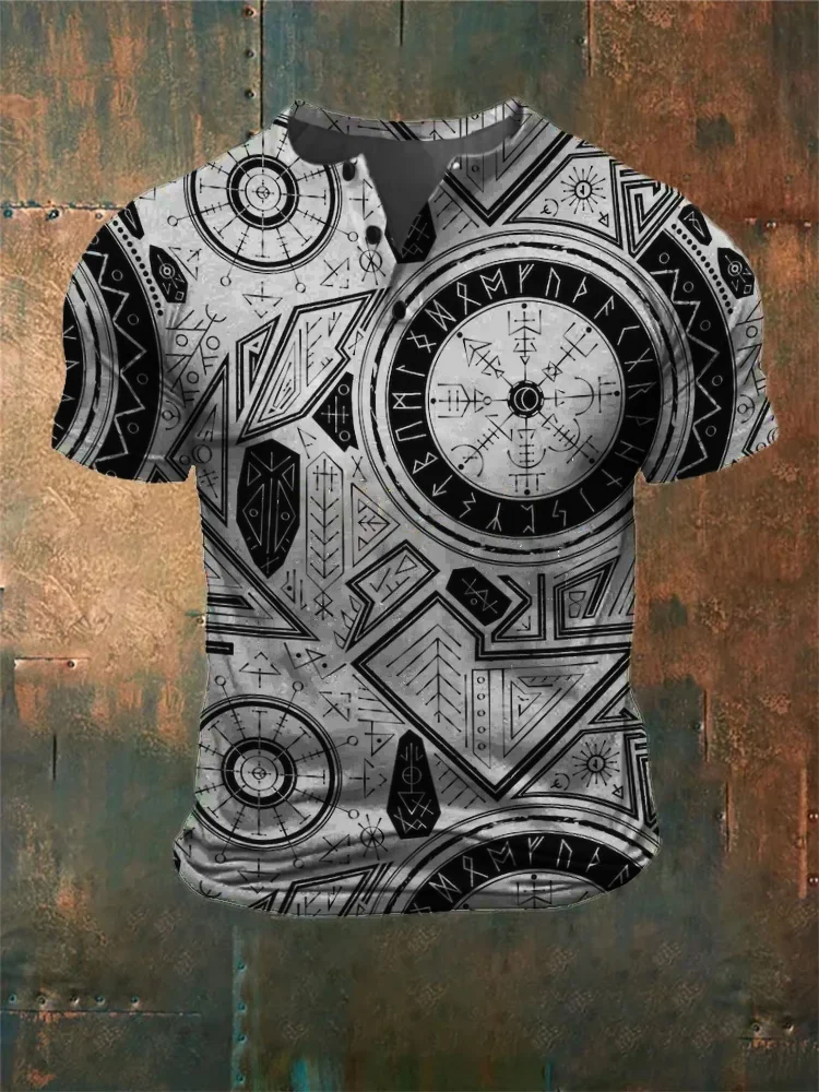 BrosWear Men's Viking Vegvisir Inspired Henley Shirt