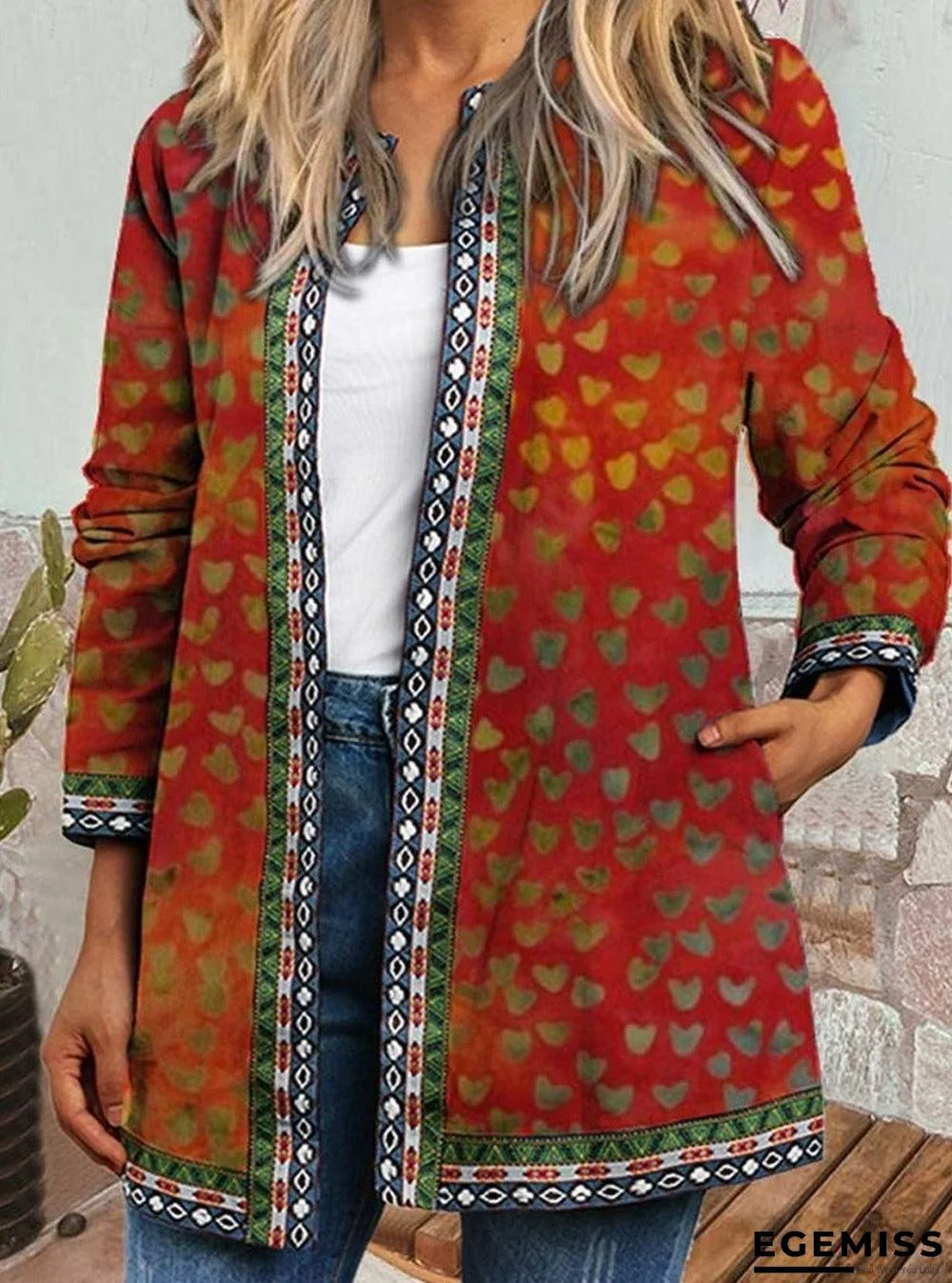 Casual Retro Ethnic Print Long-Sleeved Jacket | EGEMISS