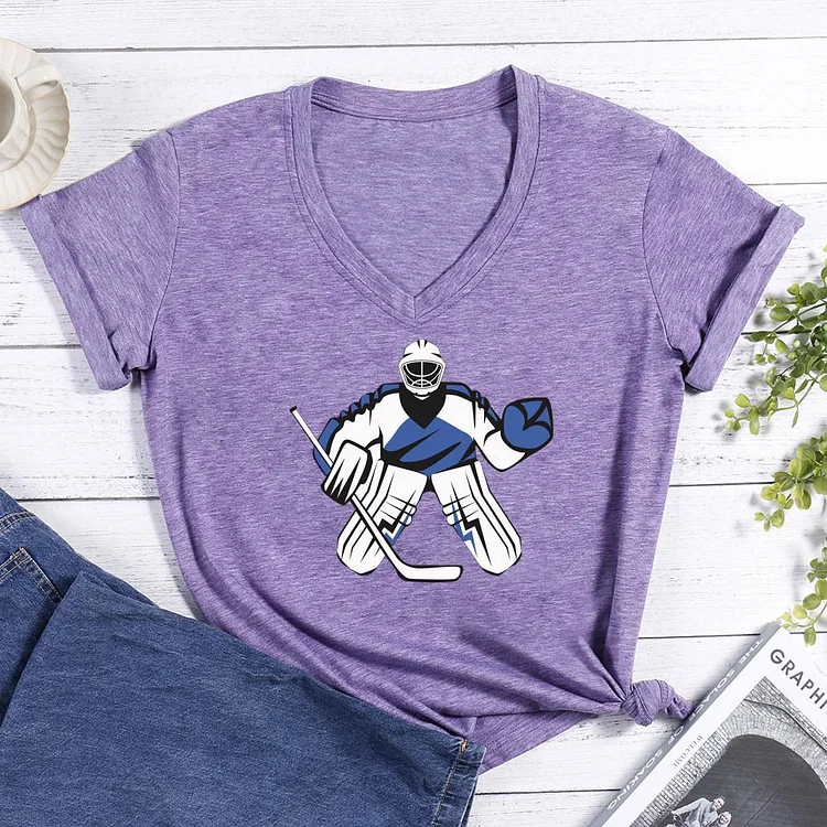 Hockey Rules, Give It Your Best Shot V-neck T Shirt-Annaletters