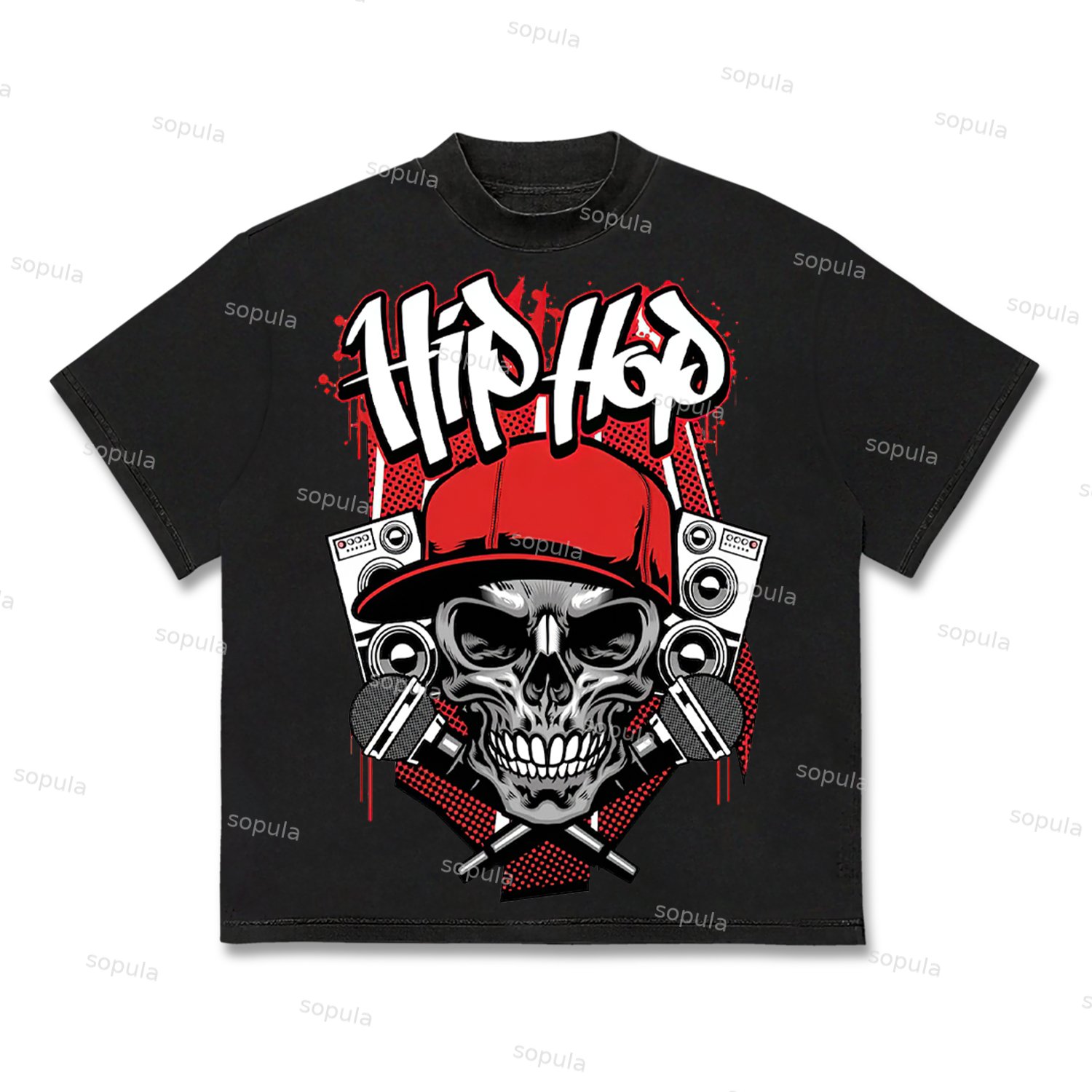 Vintage Hip Hop Skull Graphic 100% Cotton T-shirt - SOPULA