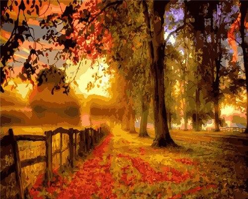 

Green And Gold Autumn Leaves – Paint By Numbers - 40*50CM, 501 Original