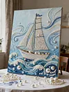 uk.everydayedeals DIY Pearl Painting With Frame - Handmade Self-Adhesive Pearls - Sailboat(30*40cm)