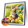 Lapins et petits poules jaunes-perceuse ronde peinture diamant-40*40cm