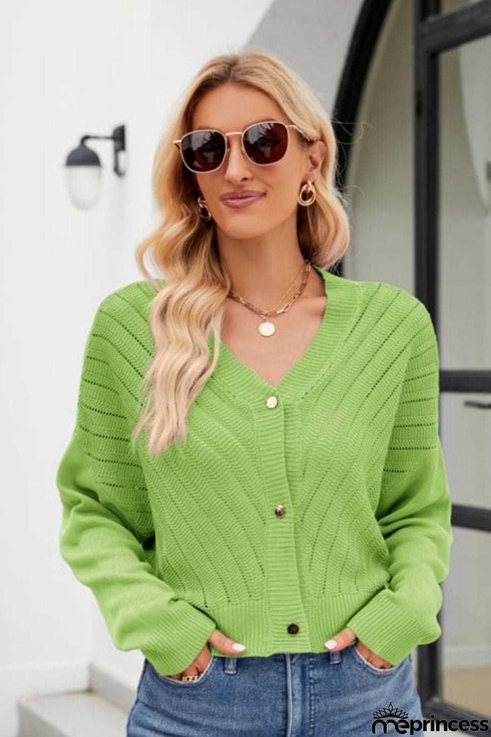 V-Neck Button Down Cardigan