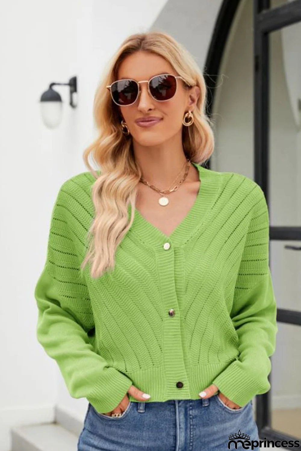 V-Neck Button Down Cardigan