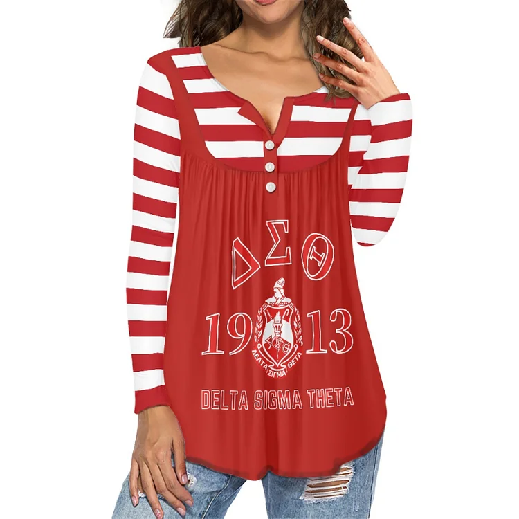 Striped crew neck long sleeve T-shirt