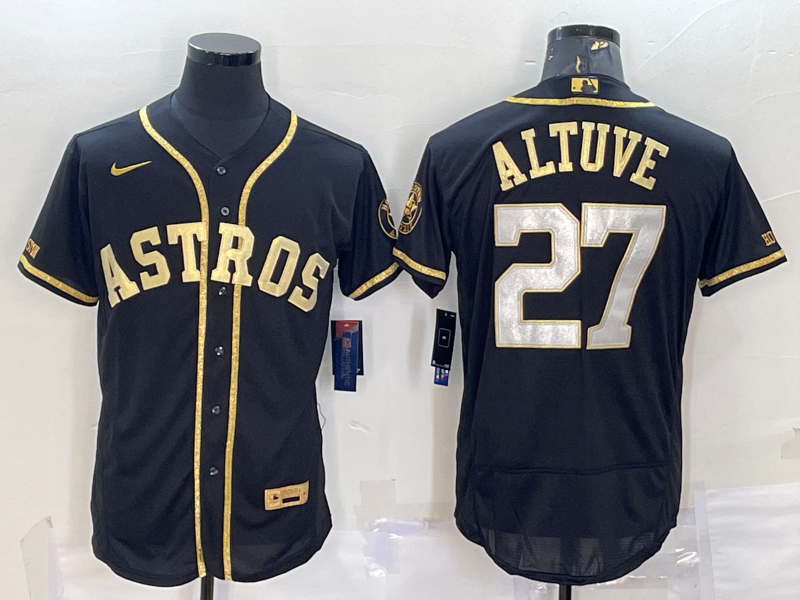 Men's Houston Astros Jose Altuve #27 Black Replica Baseball Jersey mysite