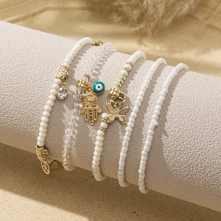 Palm Pendant Vacation Style Multi-layer Stacked Bracelet