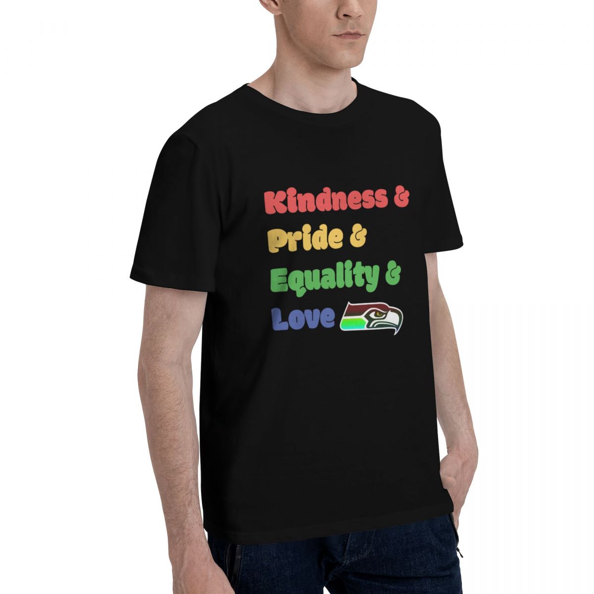 Seattle Seahawks Colorful LGBT Cotton Men's T-Shirt