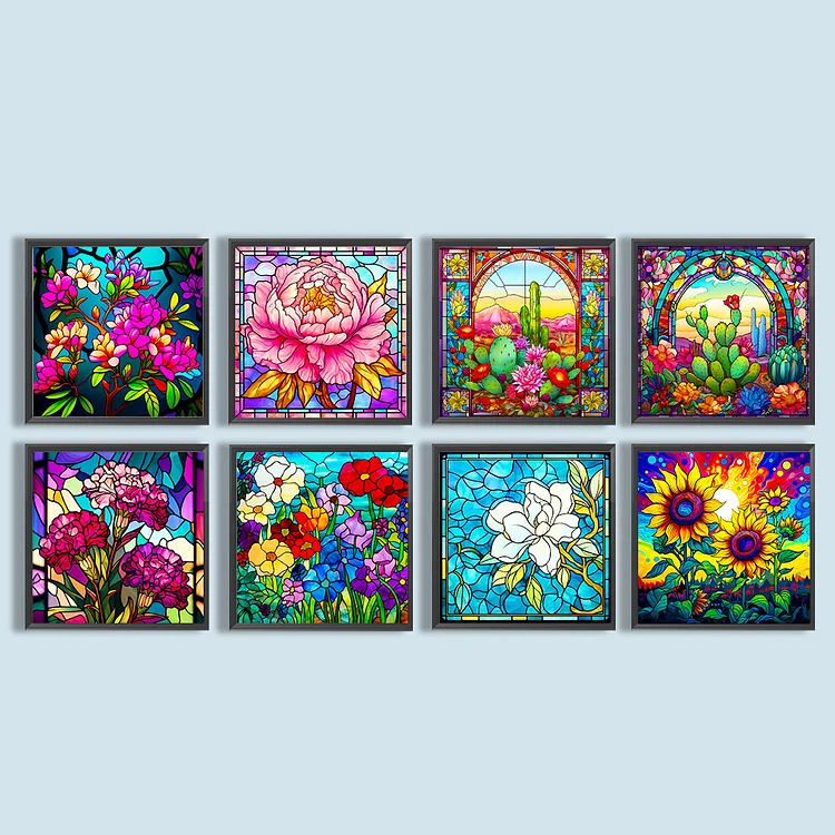  DVWIVGY Stained Glass Flower 5D Diamond Painting Kits