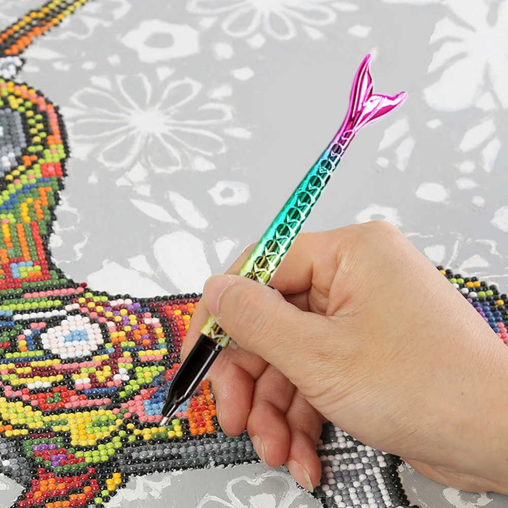 Point Drill Pen Diamond Painting DIY Fish Tail Rhinestone Craft Tool (Red)