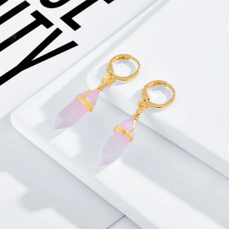 Natural Pink Opal Healing Earrings