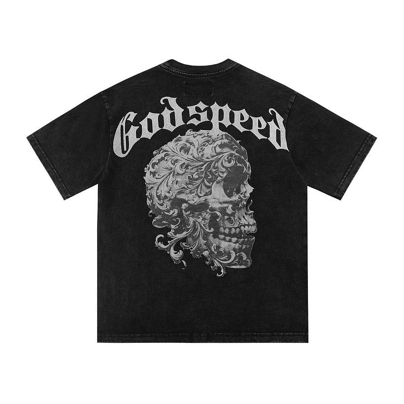 Godspeed Skull Floral T-Shirt – 100% Cotton Streetwear