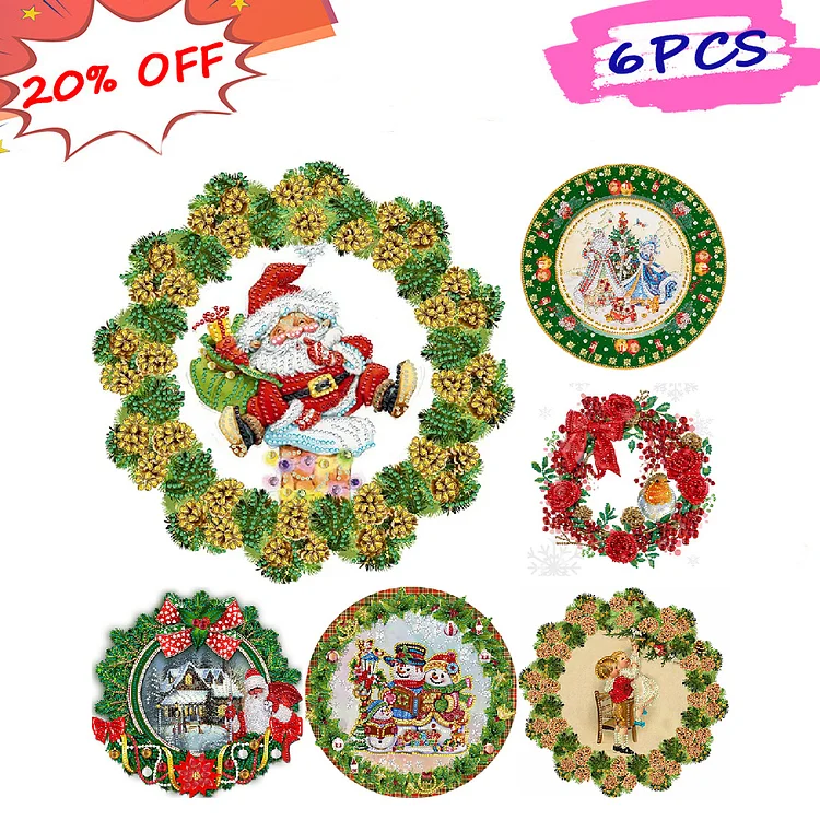 Christmas Wreath 30*30CM(Canvas) Special Drill Diamond Painting gbfke