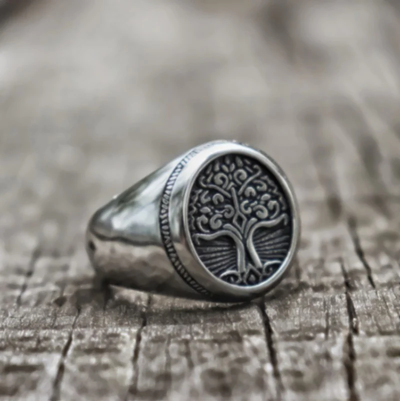 Retro Life Tree Christmas Tree Titanium Steel Ring