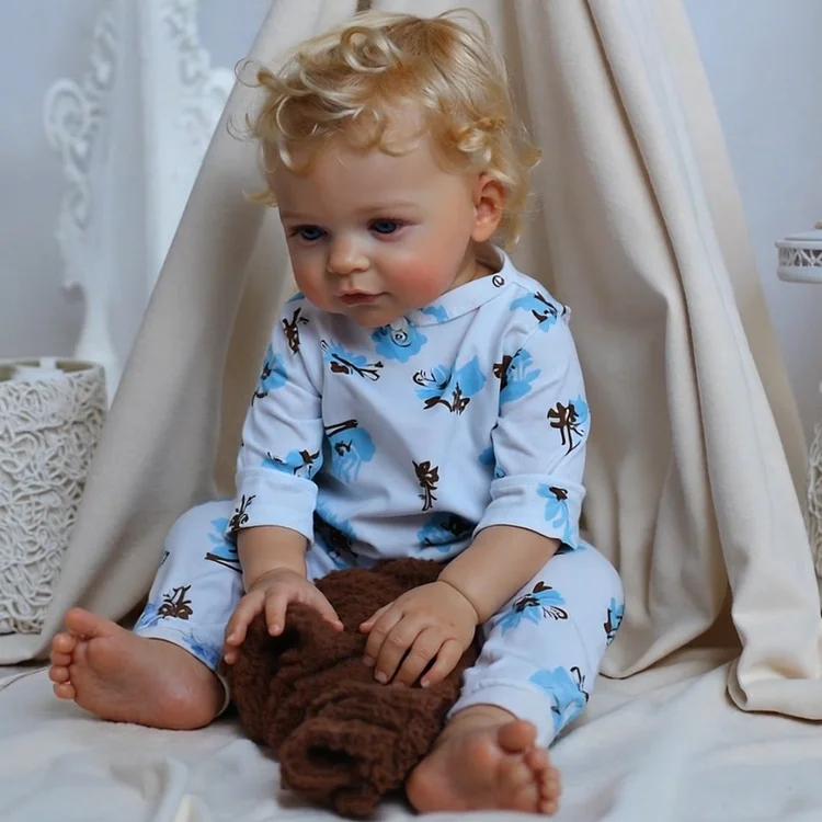20'' Kids Reborn Lover With Blue Eyes, Lifelike Handmade Soft Body, Weighted Toddler Reborn Baby Boy Fido