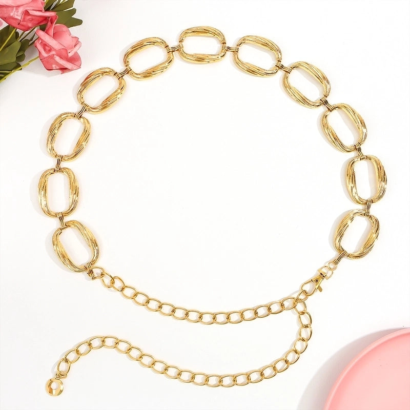 Casual Vintage Style Classic Style Solid Color Alloy Buckle Alloy Women's Chain Belts4