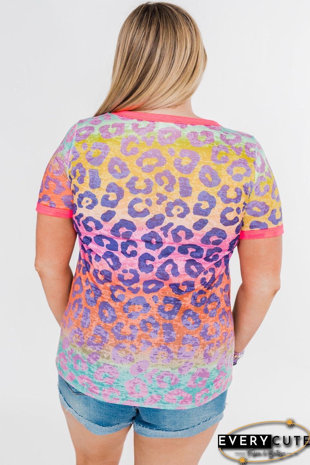 Plus Size Leopard Tie-dye T-shirt
