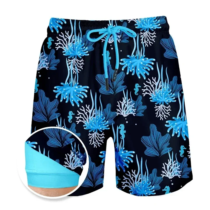 Blue Coral - Compression Liner Hybrid Shorts
