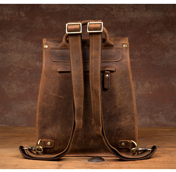 Back View of Woosir Womens Brown Leather Backpack